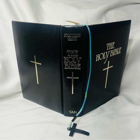 Vintage Douay-Rheims Catholic Holy Bible 1989 Crucifix Bookmark Latin Vulgate - Picture 1 of 1